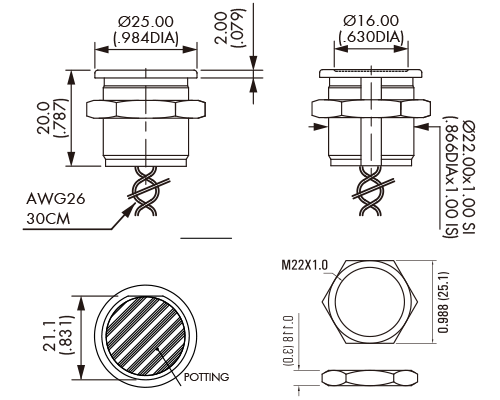 Plastic Piezo push button electrical switch
