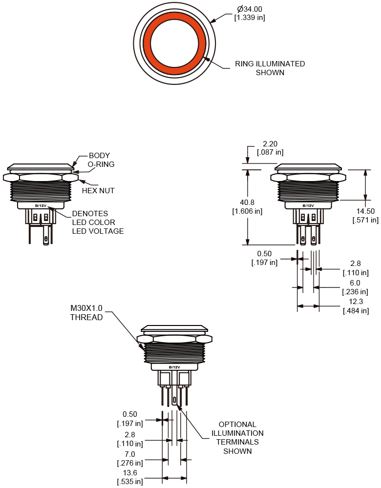 L30 Series Illuminated, Sealed Anti-vandal Switch