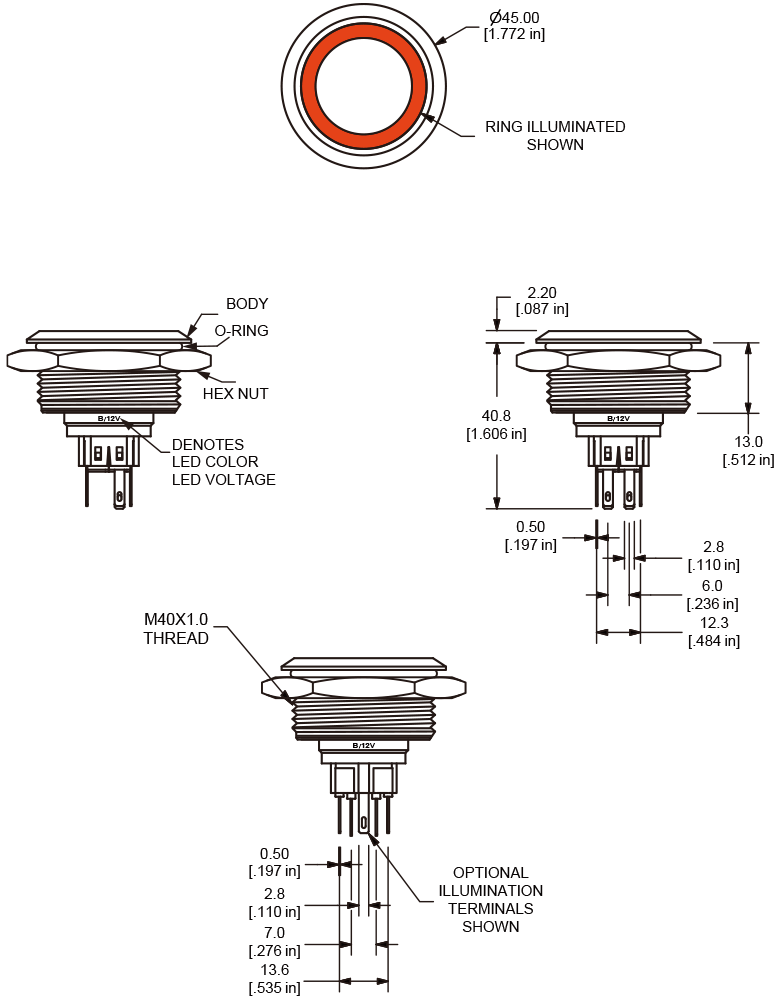 L40 Series Illuminated Anti-vandal Switch