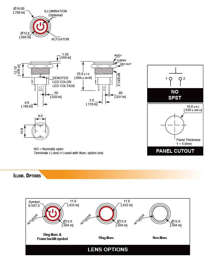L16D Low Profile High Current Anti-Vandal Switch