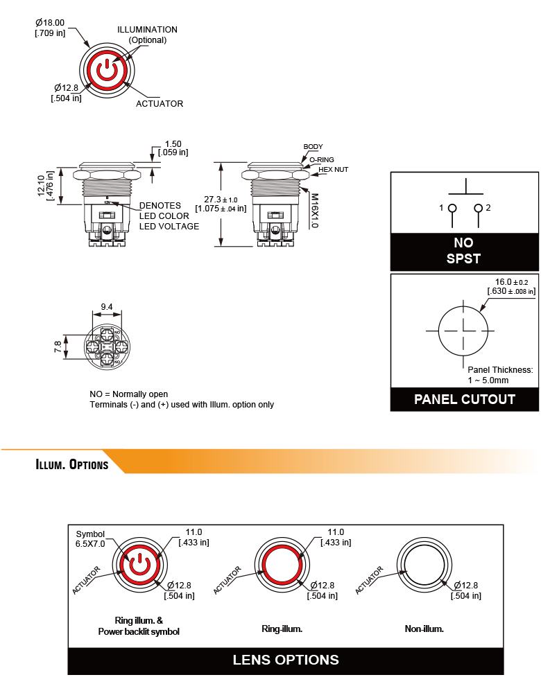 L16D Low Profile High Current Anti-Vandal Switch
